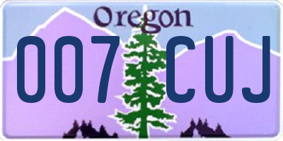 OR license plate 007CUJ