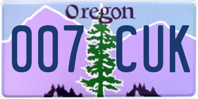 OR license plate 007CUK