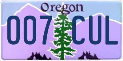 OR license plate 007CUL