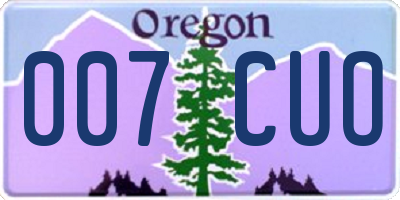 OR license plate 007CUO