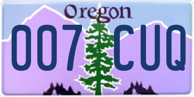 OR license plate 007CUQ