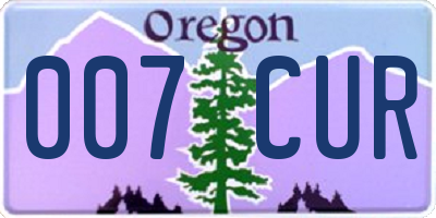 OR license plate 007CUR
