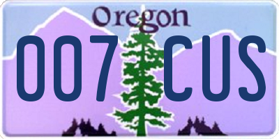 OR license plate 007CUS