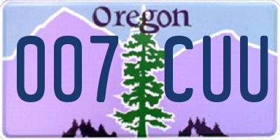 OR license plate 007CUU
