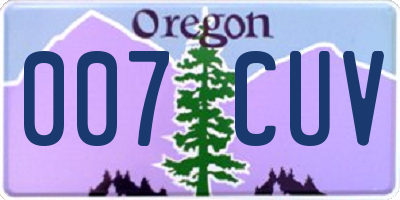 OR license plate 007CUV