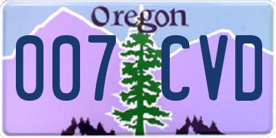 OR license plate 007CVD