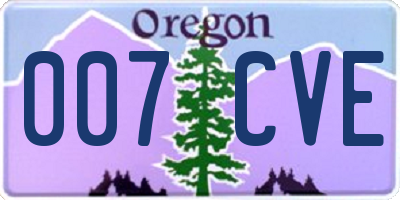 OR license plate 007CVE