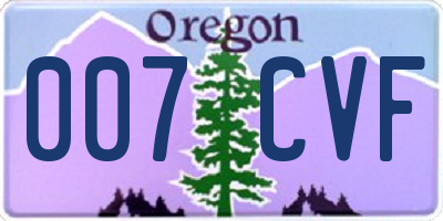 OR license plate 007CVF