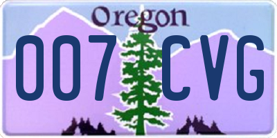 OR license plate 007CVG