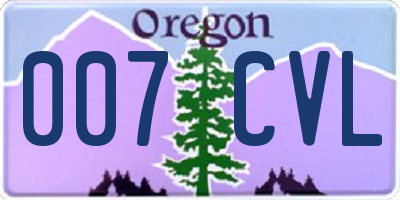 OR license plate 007CVL