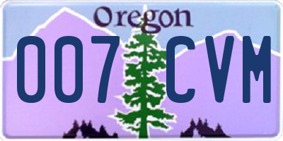 OR license plate 007CVM