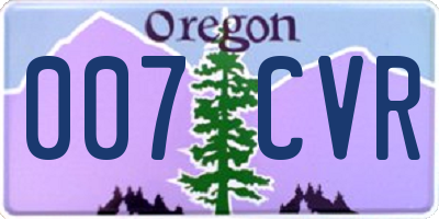 OR license plate 007CVR