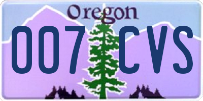 OR license plate 007CVS