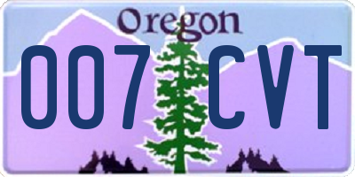 OR license plate 007CVT