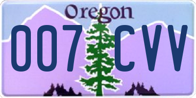 OR license plate 007CVV