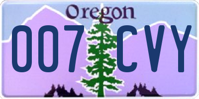 OR license plate 007CVY