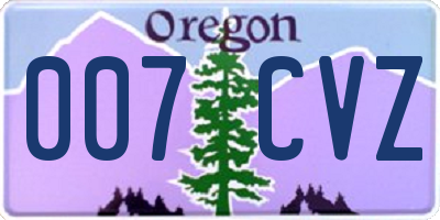 OR license plate 007CVZ