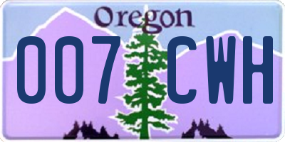 OR license plate 007CWH