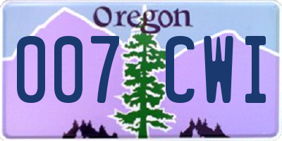 OR license plate 007CWI