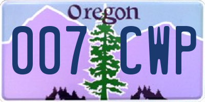 OR license plate 007CWP