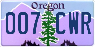 OR license plate 007CWR