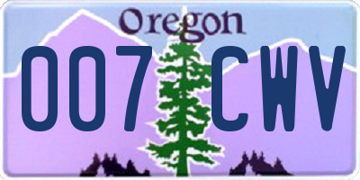 OR license plate 007CWV