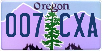 OR license plate 007CXA