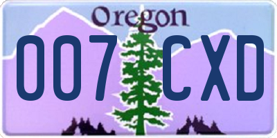 OR license plate 007CXD