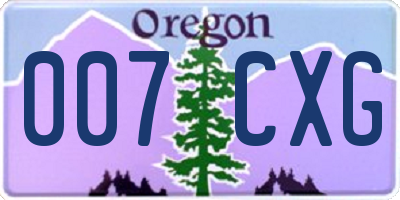 OR license plate 007CXG