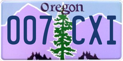 OR license plate 007CXI