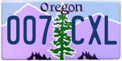 OR license plate 007CXL