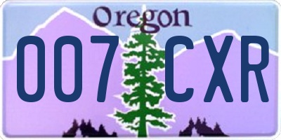 OR license plate 007CXR