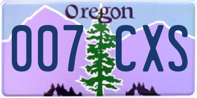 OR license plate 007CXS