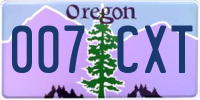 OR license plate 007CXT