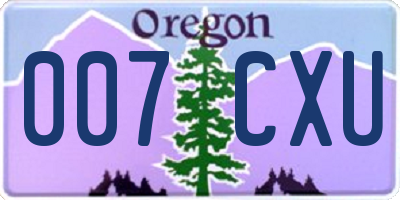 OR license plate 007CXU
