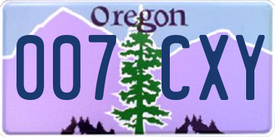 OR license plate 007CXY