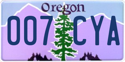 OR license plate 007CYA