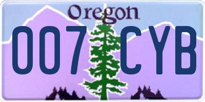 OR license plate 007CYB