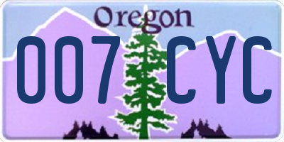 OR license plate 007CYC