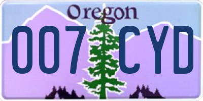 OR license plate 007CYD