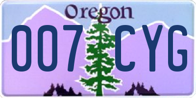 OR license plate 007CYG