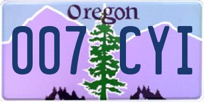 OR license plate 007CYI