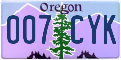 OR license plate 007CYK