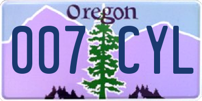 OR license plate 007CYL