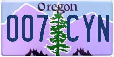 OR license plate 007CYN