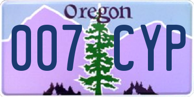 OR license plate 007CYP