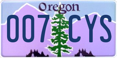 OR license plate 007CYS