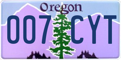 OR license plate 007CYT