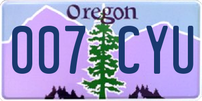 OR license plate 007CYU