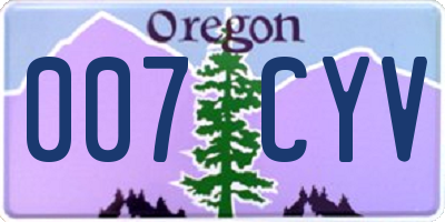 OR license plate 007CYV